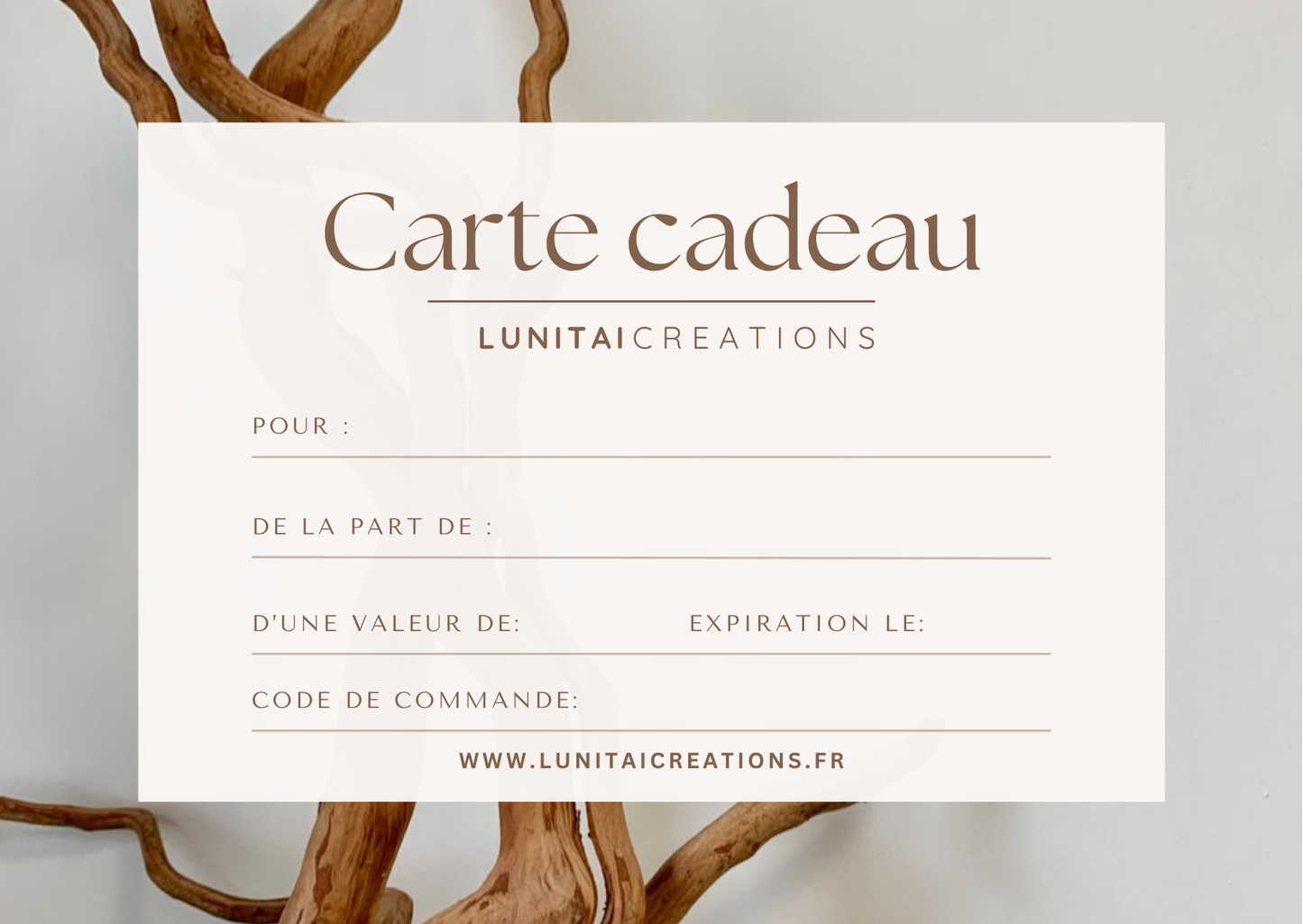Carte Cadeau de Lunitaï Créations